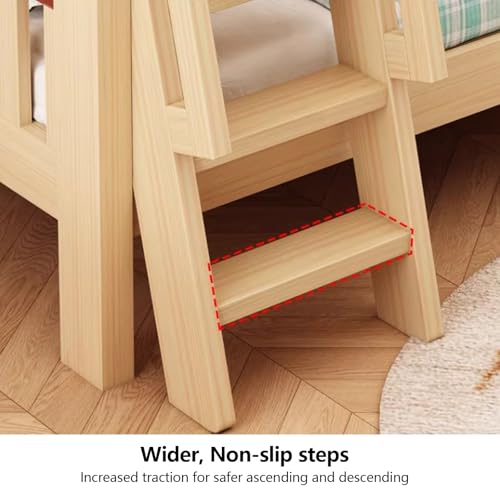 Escalera de madera para litera de 55 pulgadas de alta resistencia con pasamanos ergonómico 4