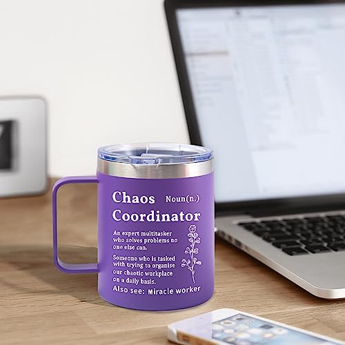 Coworker Chaos Coordinator Gifts For Women, Thank You/Appreciation Gifts For Female Teacher Boss Nurse Supervisor, Birthday Gifts For Friend Mom, Cool Purple Gift 12Oz Coffee Mug/Tumbler #TOP4
