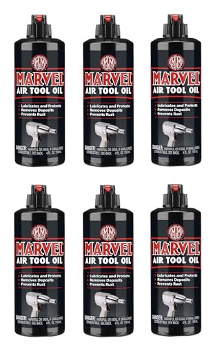 Marvel Air Tool Oil 4 oz Bottles Pneumatic Lubricant for Peak Tool Performance & Longevity Dissolves Gum & Sludge Smooth Operation Shop & Industrial Use 6-Pack