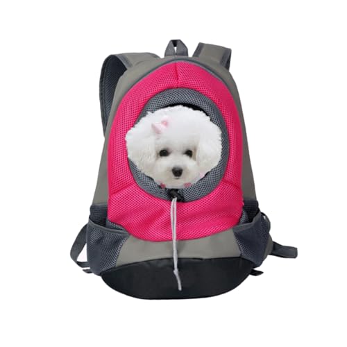 Sosoport Dog Travel Accessories Canvas Backpack Carrier Pet Dog Front Bag Compact Portable Sling Bag for Outdoor Activities (Rosy)