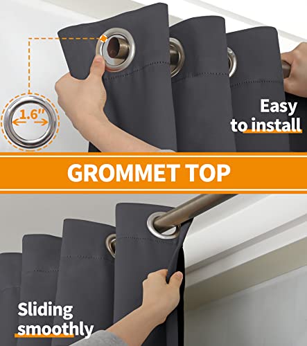 Image of YoungsTex Short 100% Blackout Curtains 40 Inch Length for Windows, Small Thermal Insulated Drapes with Grommet Room Darkening Privacy with Liner for Bedroom, Dark Grey, 2 Panels, 42 X 40 Inch
