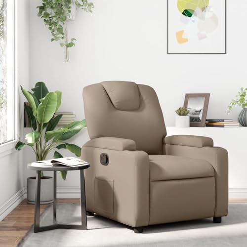 Gecheer Poltrona Relax Reclinabile da TV in Similpelle Cappuccino con Poggiapiedi, 74x88x97 cm