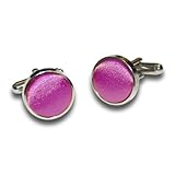DQT Men Plain Satin Fabric Inlay Wedding Cufflinks - Mulberry