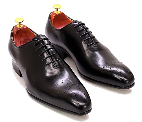 Image of Santimon Mens Oxfords Formal Dress Genuine Leather Handmade Derby Casual Brogues Oxfords Tuxedo Fashion Walking Shoes for Men