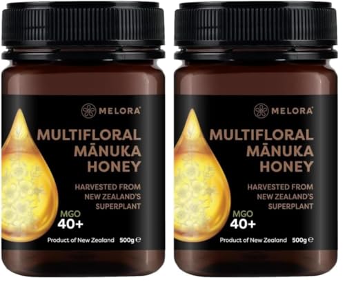 Melora Genuine Manuka Honey - 40 MGO, 500g - 100% Pure & Traceable Manuka from New Zealand (Pack of 2)