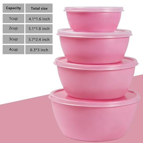 SCWBOEII 4-Piece Classic Plastic Prep Bowls with Lids, Nesting Plastic Small Mixing Bowl Set for Mixing, Baking, Prepping, Cooking and Serving Food, Microwave and Dishwasher Safe - Image 3