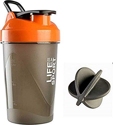 DOVEAZ Plastic Life is A Sport Shaker Bottle/Fuel Shaker/Gym Shaker/Protein Shaker/Sipper Bottle/Gym Bottle/Water Bottle, 500ml (Orange)