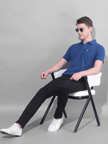 Image of Dollar Men's Pack of 1 Solid Cotton Blend Polo Neck T-Shirt