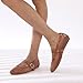 woivok Mesh Flats for Women Ballerina Comfortable Mule Casual Round Toe Buckle Strap Ballet Mary Jane Shoes for Summer Brown