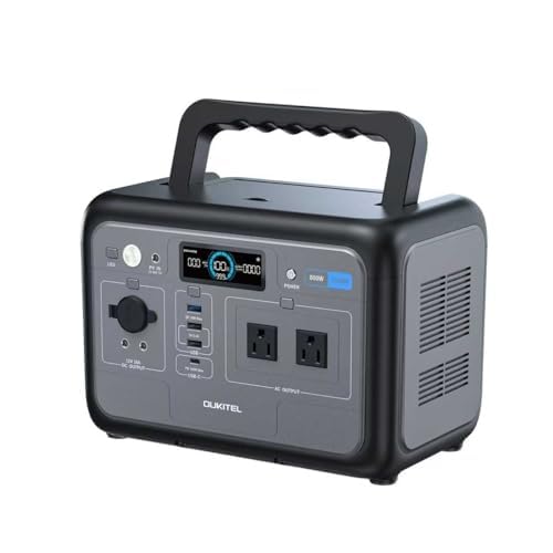 OUKITEL P800 Tragbare Powerstation 800 W, Solargenerator mit 512 Wh LiFePO4 Akku, Generator für USB A, C Ausgang, 1600 W Spitzenleistung, Schnellladung, 6kg für Camping, Reise, Outdoor