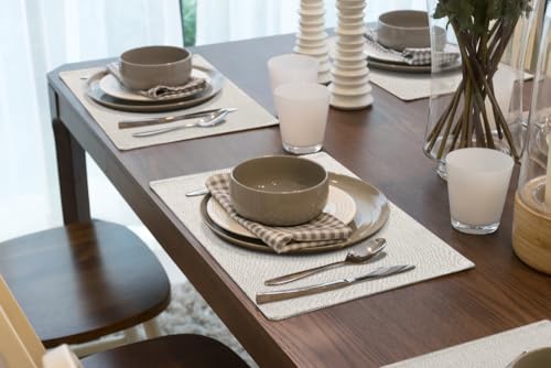 homing Faux Cotton Linen Placemats Set of 8, Cloth Washable Farmhouse Dining Table Mats for Indoors & Outdoors, Easy to Clean, Neutral Beige, 13 x 19 Inch by homing - Used condition - Image 9
