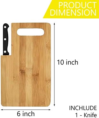 Bamboo Cutting Board Small Wood Board with Handle Build in Knife Cut Cheese Vegetable Fruit