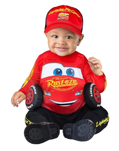 Spirit Halloween Cars Baby Lightning McQueen Costume, Officially licensed, Race Car Outfit, Disney Pixar Costume, Unisex Child, Size 12 TO 18 MONTHS Standard, Multicolor