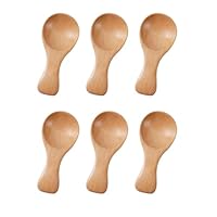 6 Stücke Mini Holzlöffel Mit Kurzem Griff Kleiner Salzlöffel Aus Holz, Klein Badesalz Löffel Für Kleine Marmeladengläser, Gewürze, Gewürze, Gewürze, Zucker, Honig, Kaffee, Tee, Süßigkeiten