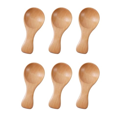 6 Stücke Mini Holzlöffel Mit Kurzem Griff Kleiner Salzlöffel Aus Holz, Klein Badesalz Löffel Für Kleine Marmeladengläser, Gewürze, Gewürze, Gewürze, Zucker, Honig, Kaffee, Tee, Süßigkeiten