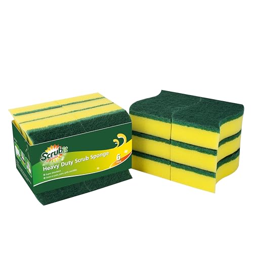 (12 Pack) Heavy Duty Scrub Sponges by SCRUBIT – Kitchen Dish, Sink and Bathroom Cleaning Scrubber Sponge - with Non-Smell Scouring Pad
