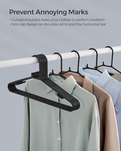 SONGMICS Plastic Hangers 30 Pack, Space-Saving Clothes Hangers, Lightweight Hangers, for Pants, Coats, Dresses, Black UCRP009B30 - Thumbnail 4
