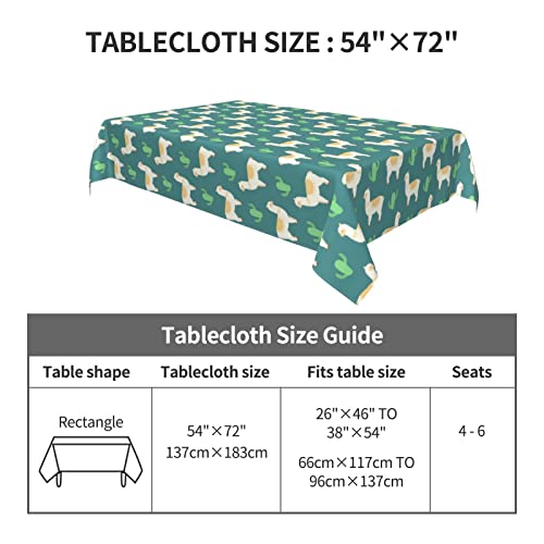 Alpaca Table Cloth Waterproof Rectangle Tablecloth Washable Green Party Table Cover 54X 72 Inch For Celebration Holiday Camping Picnic #TOP1