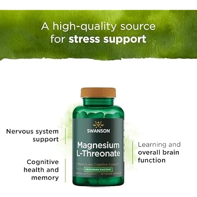 Swanson Magnesium L-Threonate Brain and Cognitive Health Supplement for Professionals Seeking Mental Clarity - 96 mg Magnesium per Serving (90 Vegan Capsules)