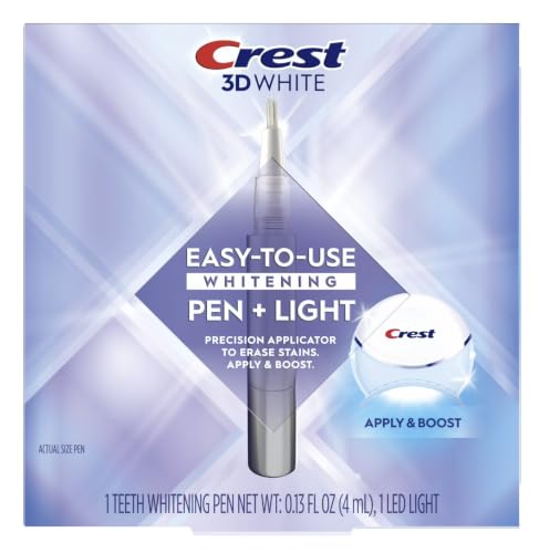 Crest 3DWhite Easy-to-Use Teeth Whitening Pen + Light, 1 Teeth Whitening Pen and 1 Light