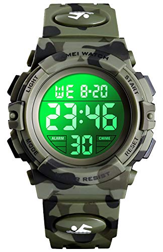 Kid Watch for Boy Girl Child Multi Function Digital LED Sport 50M Waterproof Electronic Analog Quartz Watches Gift (Army Camouflage)