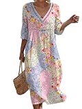 Sommerkleid Damen Boho Freizeitkleid Maxikleid Strandkleid Blusenkleid