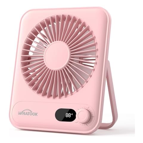 WHATOOK Small Desk Fan Personal Fans: 2000mah 10 Hours Battery Office Quiet Mini Desktop Fan Portable Rechargeable Travel Essentials Cover