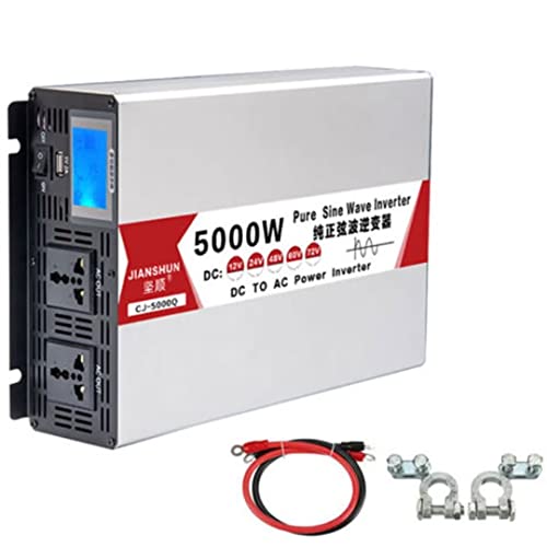 Onduleur pur sinus 60v 220v 5000w avec double prise universelle ac de voiture