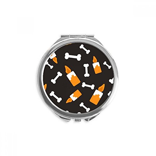 Miroir rond maquillage de poche portable à réflexion nette motif bougie d'os
