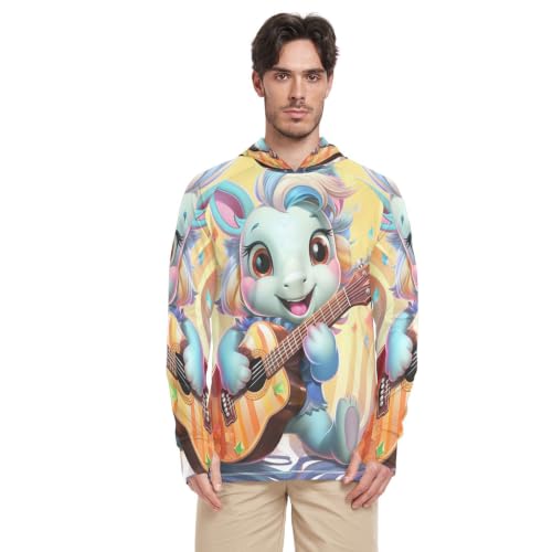 T-Shirt Homme Anti-Frottement et UV UPF 50+ Joyeux Licorne Bleu Clair