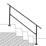 Wilkblck Outdoor Stair Railing Fit for 1-5 Steps Transitional Handrails for Outdoor Steps Wrought...