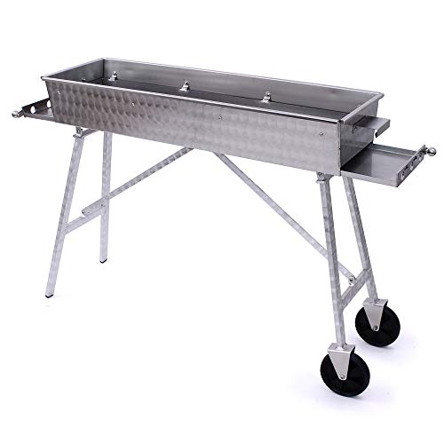 Edelstahl Schaschlikgrill 100x30cm V2A Mangal Klappbar Handarbeit Adana Grill Holzkohlegrill Schaschlik шашлычница мангал (Mit Ascheschubladen, mit 2 Rollen)