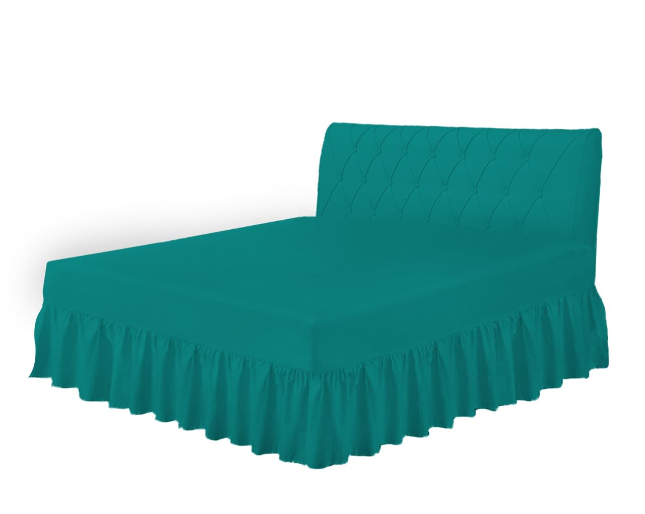 HOME ACE Teal Easy Care Valance Sheet Small Double Fitted Valance Sheets, Super Soft Cotton Valance Sheets Small Double, Poly Cotton 4FT Bed Valance Sheet โ image 1