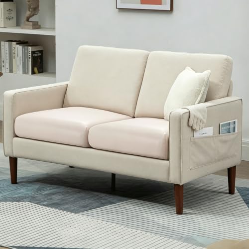 Image of YISUN PU Leather Couch Cushion Cover, Waterproof Stretch Sofa Slipcovers, Faux Leather RV Chair Seat Covers, Loveseat Cushion Replacement Chair /Furniture Protector, 2Pcs(Pale Beige)