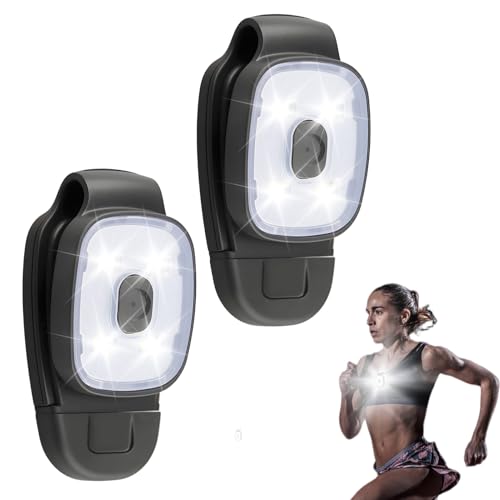 Wowsofty 2 Pack Running Light LED Clip-on for Runners USB Rechargeable Safety Lights for Walking at Night Hands Free Running Chest Light Dog Walking Hiking Joggers [Energy Class A+++]