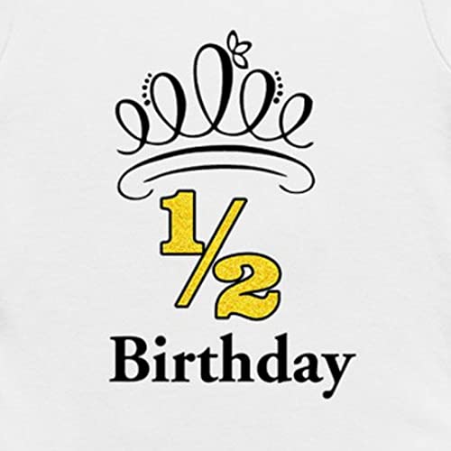 Image of Half Birthday Decoration for Baby Boy - 6 Months Birthday Decorations for Girl - Cotton Bodysuit Romper Onesie Infant Half Sleeve (half-birthday1-6-12m)