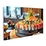 islandburner Cuadro sobre lienzo, diseño de sushi japonés sobre tablero de madera para cocina, sushi restaurante, murales