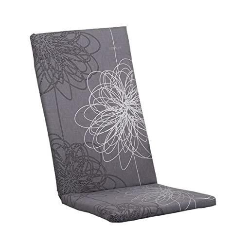 KETTtex EXKLUSIV Auflage Hochlehner Anthrazit Floral I Gartenstuhl Polster 123x50x4cm I KTH2 Sitzauflage weich & hautfreundlich I Robuste Stuhlauflage...