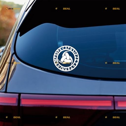 Calcomanía de vinilo triple Cuerno de Odín con diseño de runa rúnica vikinga nórdica, paquete de 2 unidades, color blanco de 4 pulgadas, para coche, barco, laptop, taza, sin fondo, troquelado | Ya disponible en tu tienda friki favorita! En mundofriki.es!