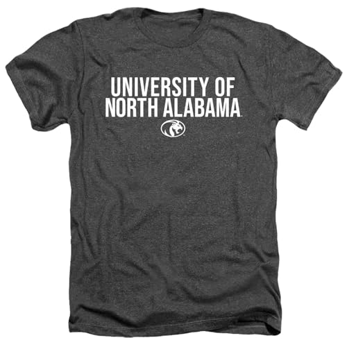 University of North Alabama Official Stacked Unisex Adult Heather T Shirt, Charcoal Heather, Large