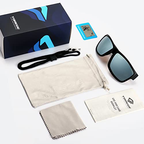 Torege Polarized Sunglasses For Men Mirrored Sunglasses Women Trendy Uv Protection For Sports Floating Running Fishing (Matte Black Frame & Smoky Silver Mirrored Revo Lens) #TOP5