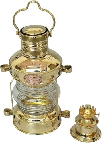 14" Ship Lantern Oil Lamp, Antique Maritime Anchor Light, Nautical