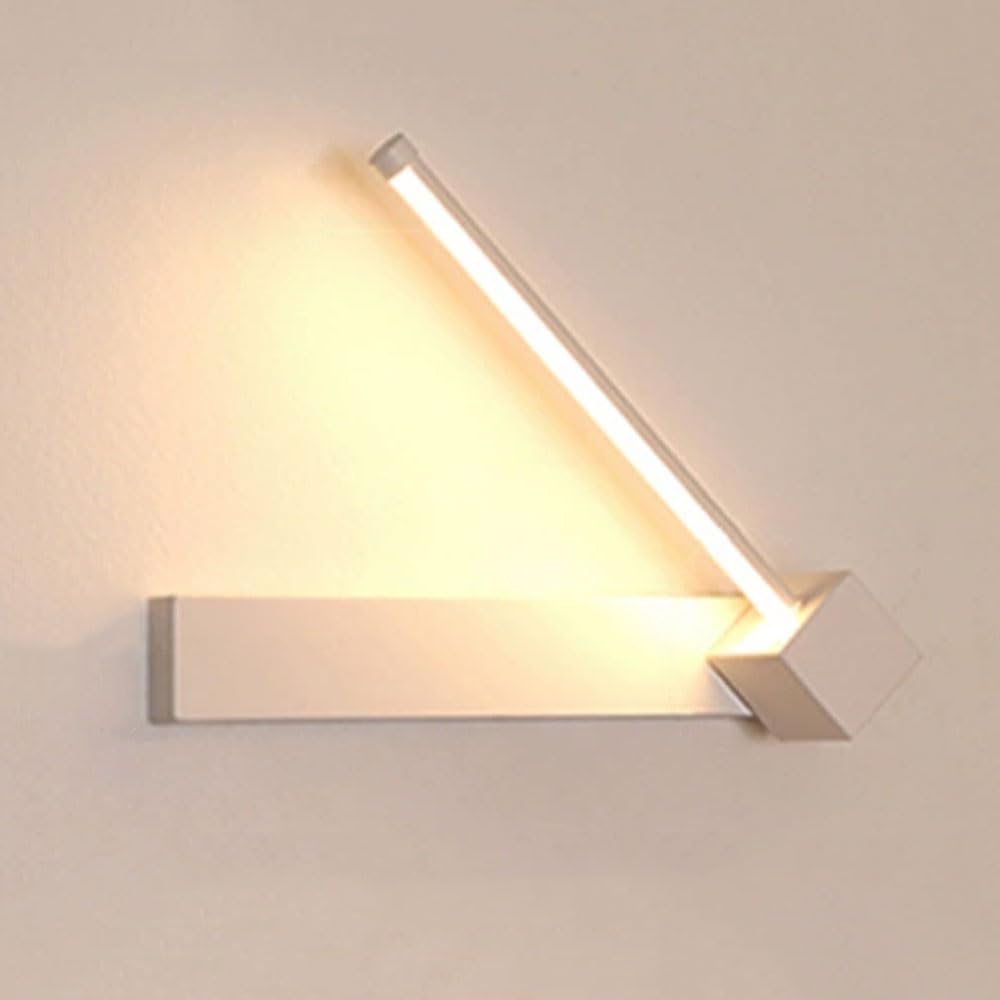 SXWNBIFH 330° Rotatable LED Wall Sconce, 7W 3000K Warm White Wall Lights, Modern Hardwired Bedside Reading Light Minimalist Metal Wall Mount Sconce Long Strip Wall Lamp(White)