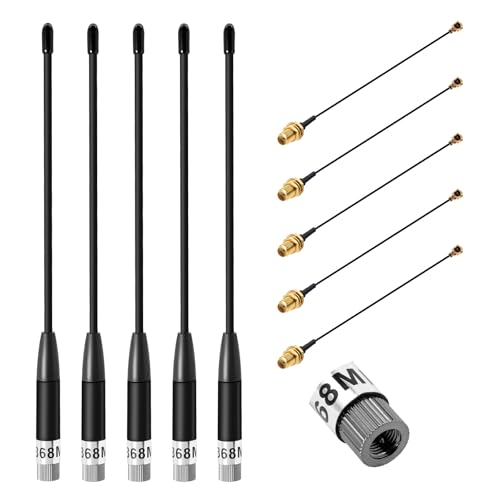 Gbformat 868MHz LoRa Antenne 10dBi Gain für Meshtastic LoRa Long Range Soft Whip-Antenne, SMA Stecker 195mm + (U.FL IPX) auf SMA Buchse Kabel für ESP32, LoRa 32 V3, LoRa32u4 II (5 Stück)