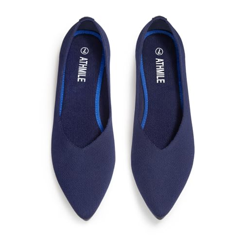 ATHMILE Pointed Toe Flats for Women Dressy Blue...