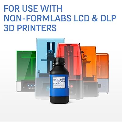 Formlabs [Creator Tough] ABS-Like 3D Printer Resin 405nm UV-Curing Non-Brittle High Precision Made in USA ACMO-Free 3D Printing Liquid Standard Photopolymer Resin for LCD DLP 3D Printing (Grey, 1000g)
