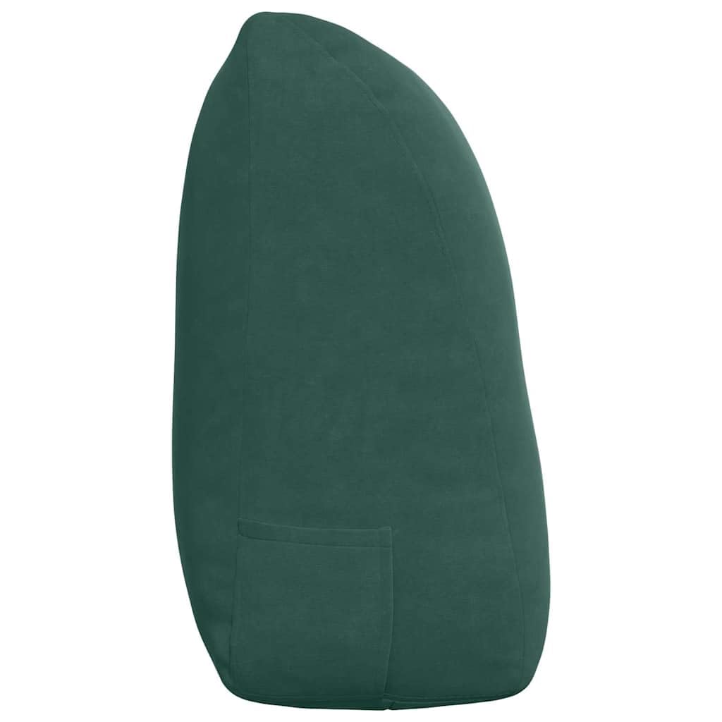 Rückenkissen, Dunkelgrün, 120 x 24 x 50 cm, Samt, Kissen aus Samt, für Wohnzimmer, mit Seitentasche für Fernbedienung, ergonomisches Lendenkissen für Sofa, Bett, Büro, Bezug