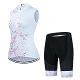 Women's Cycling Jersey Set Sleeveless Bike Shirts Cycling Vest Shorts Bicycle Clothing Short with Gel Padded
