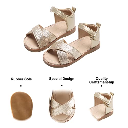 Image of Felix & Flora Toddler Girl Sandals - Flower Girl Dress Shoes Open Toe Little Kid Flats