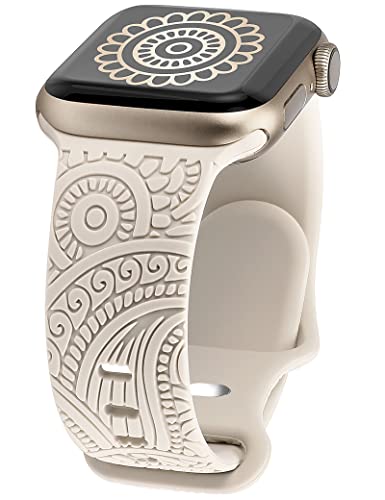 TOYOUTHS Boho Engraved Band Compatible with Apple Watch Band 42mm 41mm 40mm 38mm Women Men, Bohemian...